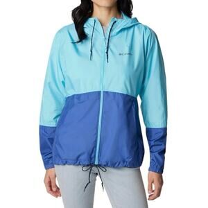 New Columbia Women’s Flash Forward Windbreaker Jacket Aquamarine Eve Blue Size M